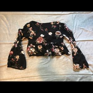 Cropped Front-Tie Floral Top